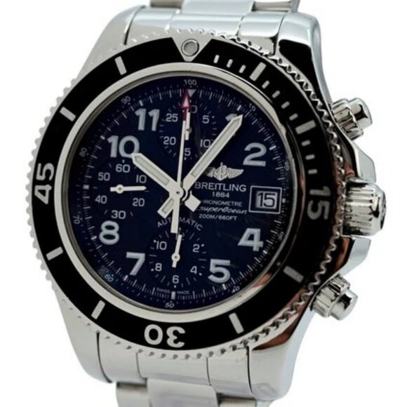 Breitling 42mm Men\'s Super Ocean 200M Black Dial Auto Chrono Watch B+P! A13311! main image 6